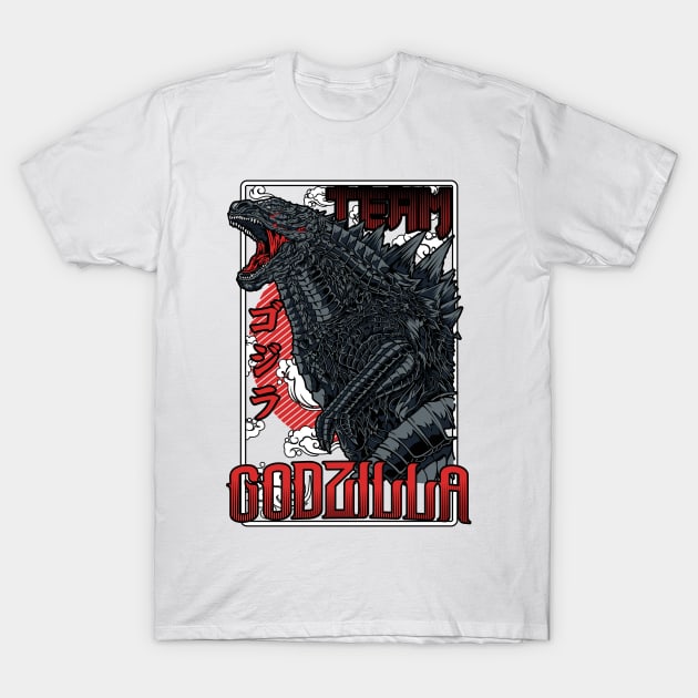 Team Godzilla - Japanese Design T-Shirt by Silvercrowv1